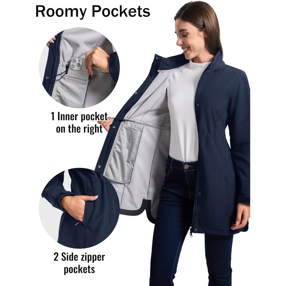 Warm & Windproof Women's Long Softshell Jacket - … - image 5